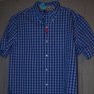 Chaps, Large short sleeve color shirt, Navy blue and light blue